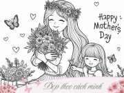 Nuôi con IQ EQ - Tranh tô màu tặng mẹ, cô giáo ngày 8/3, món quà nhỏ chứa đựng tình yêu lớn của trẻ