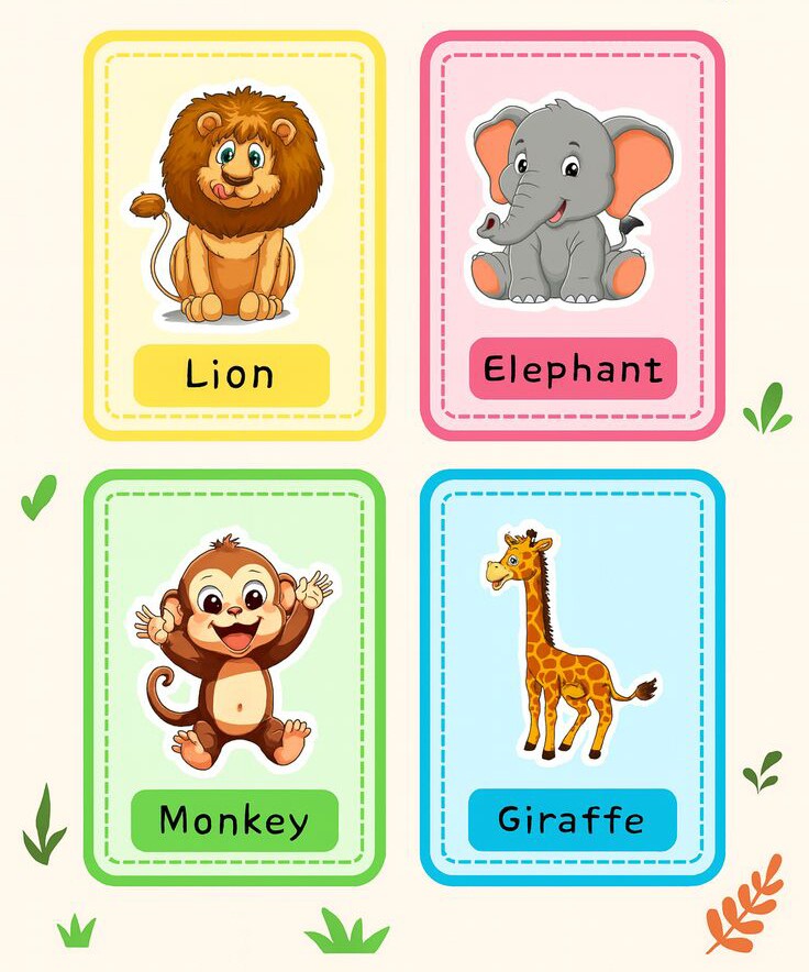 Những bức tranh flashcard dạy bé nhận biết các loài động vật bằng Tiếng Anh, học đơn giản nhưng nhớ lâu - 1