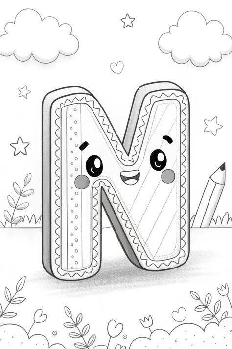 Tranh tô màu 20 chữ cái, cách trẻ mầm non làm quen với mặt chữ bằng màu sắc, trải nghiệm niềm vui học tập - 14