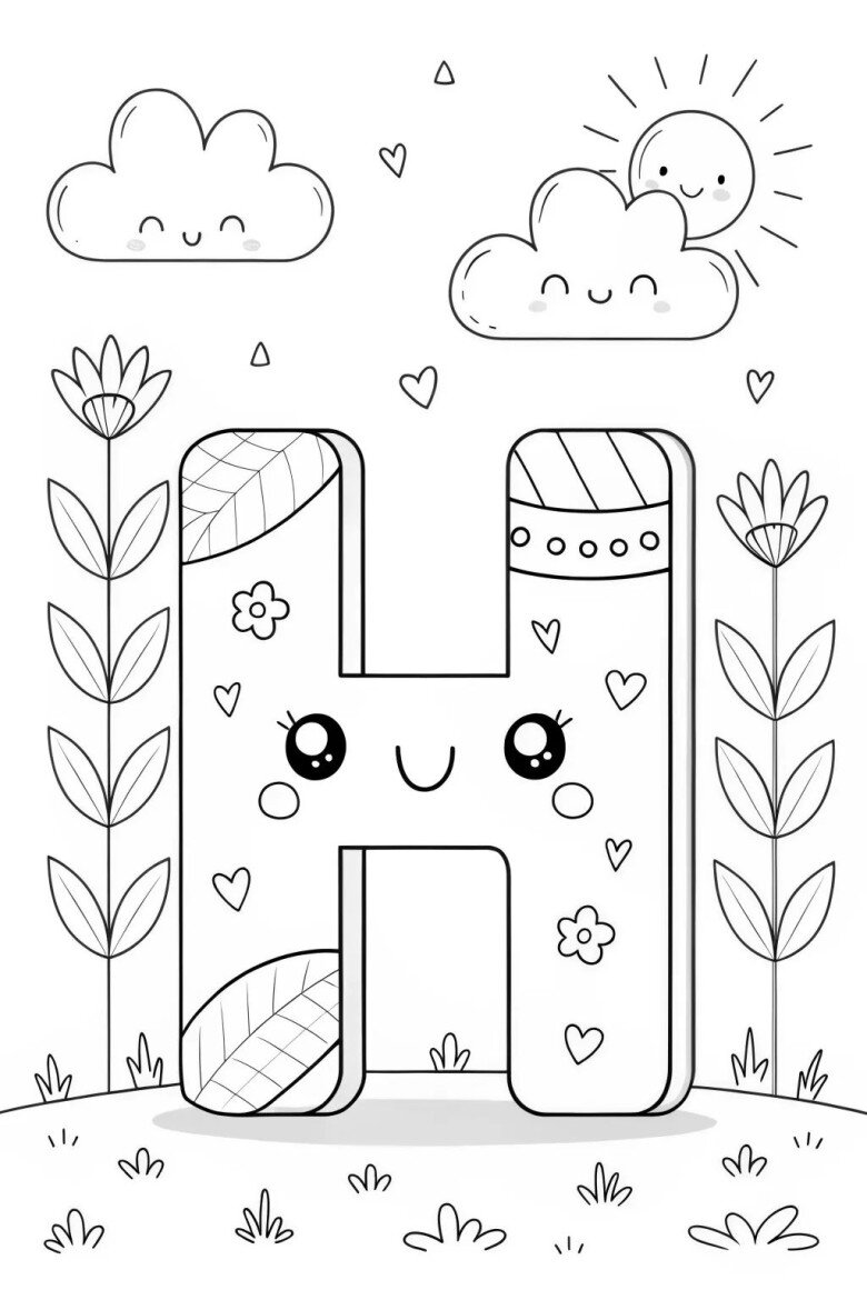 Tranh tô màu 20 chữ cái, cách trẻ mầm non làm quen với mặt chữ bằng màu sắc, trải nghiệm niềm vui học tập - 8