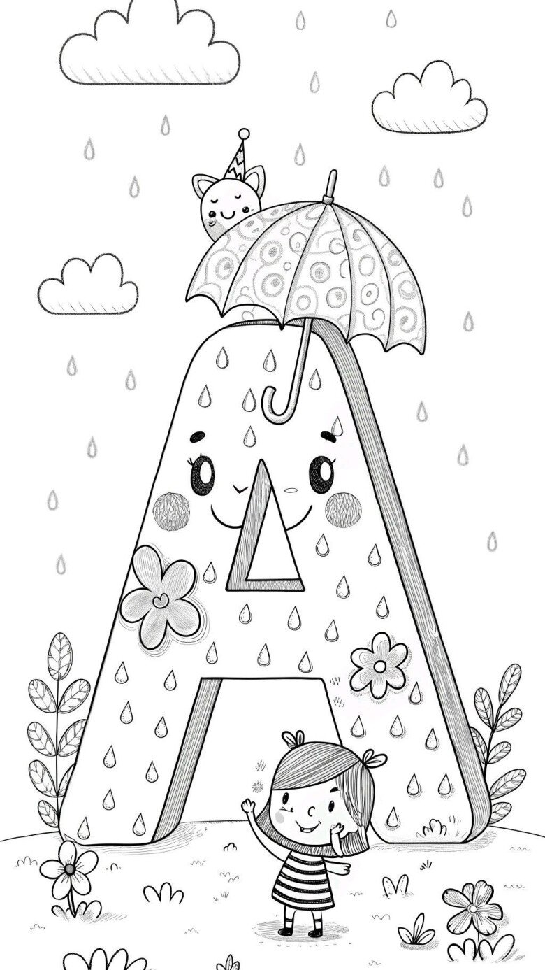 Tranh tô màu 20 chữ cái, cách trẻ mầm non làm quen với mặt chữ bằng màu sắc, trải nghiệm niềm vui học tập - 1