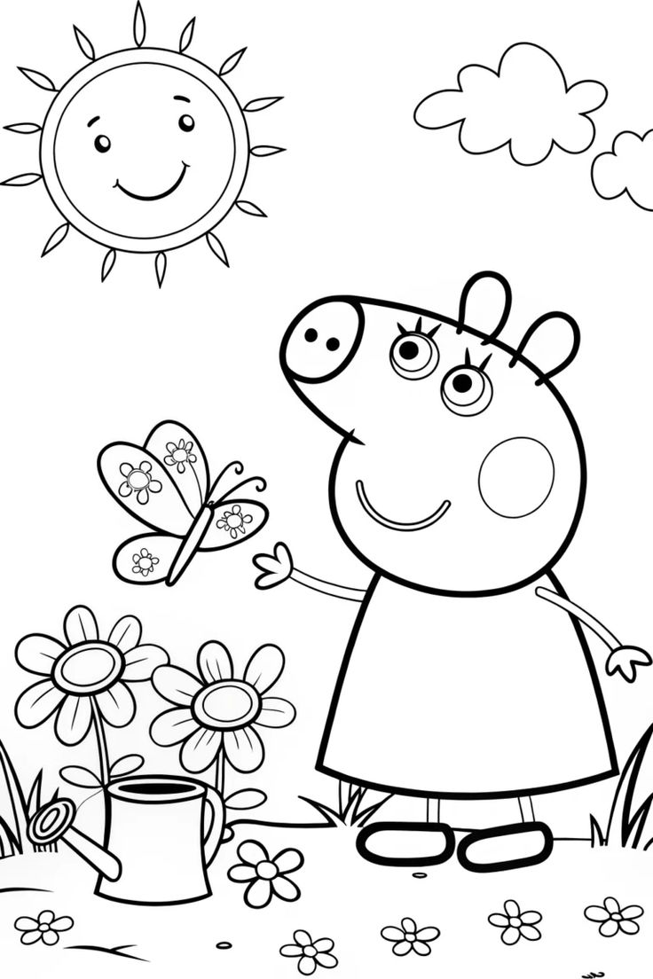 Tranh tô màu gia đình Peppa Pig, cách bé mầm non học về tình thân qua màu sắc - 12