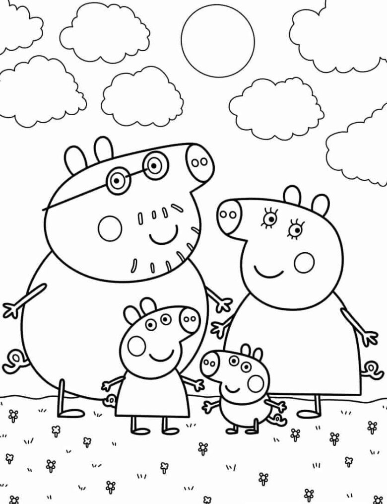 Tranh tô màu gia đình Peppa Pig, cách bé mầm non học về tình thân qua màu sắc - 13