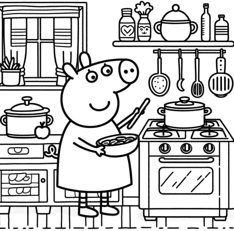 Tranh tô màu gia đình Peppa Pig, cách bé mầm non học về tình thân qua màu sắc - 20