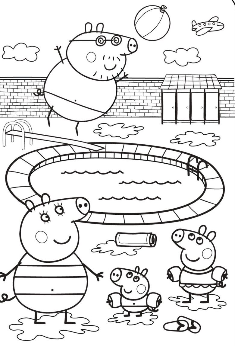 Tranh tô màu gia đình Peppa Pig, cách bé mầm non học về tình thân qua màu sắc - 3