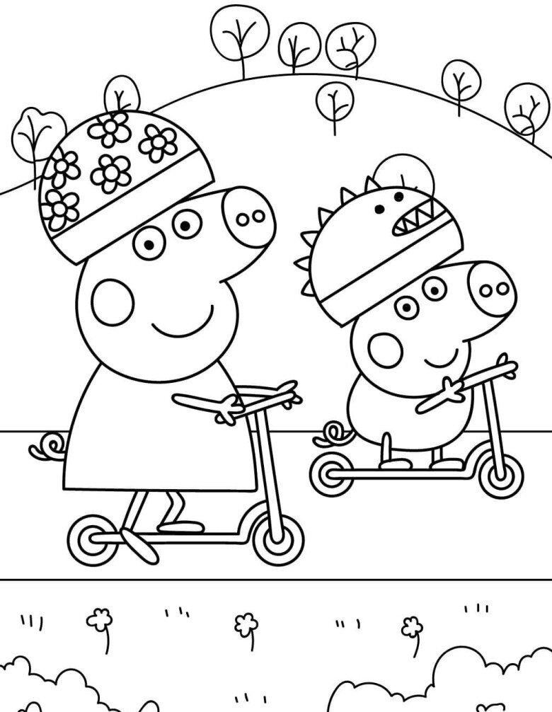 Tranh tô màu gia đình Peppa Pig, cách bé mầm non học về tình thân qua màu sắc - 5