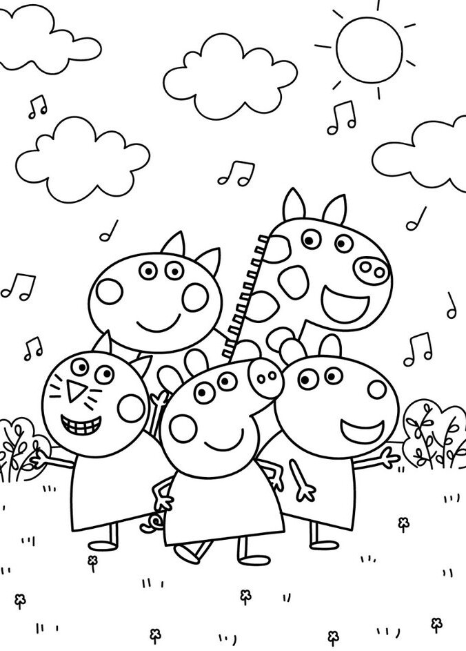 Tranh tô màu gia đình Peppa Pig, cách bé mầm non học về tình thân qua màu sắc - 7