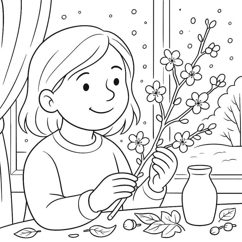 Tranh tô màu hoa đào, hoa mai giúp bé mầm non cảm nhận mùa xuân và hiểu về Tết Việt - 15