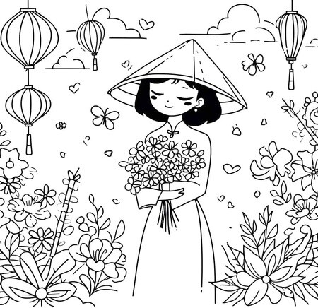 Tranh tô màu hoa đào, hoa mai giúp bé mầm non cảm nhận mùa xuân và hiểu về Tết Việt - 17