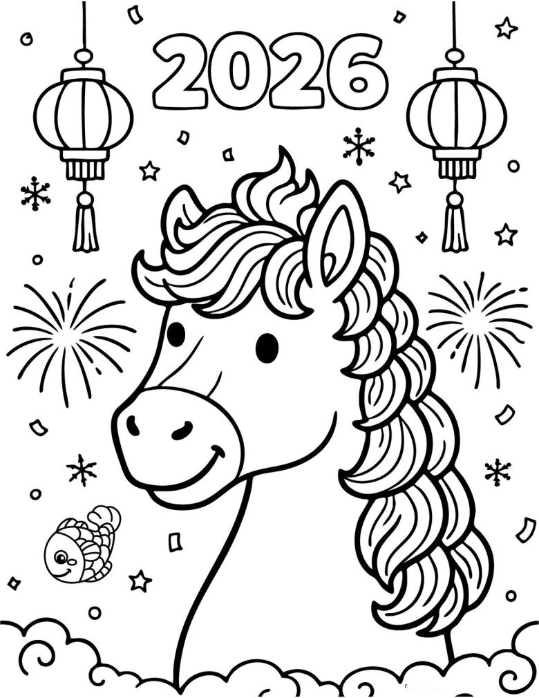 20 bức tranh tô màu năm mới 2026, hành trình gieo ký ức Tết đầu đời cho trẻ mầm non - 9