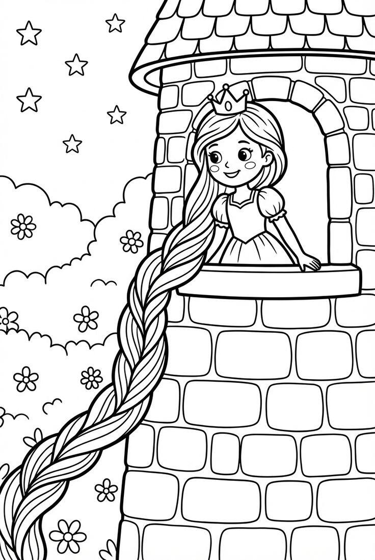 20 bức tranh tô màu những nàng công chúa truyện cổ tích, giúp bé chơi vui cả ngày không chán - 9