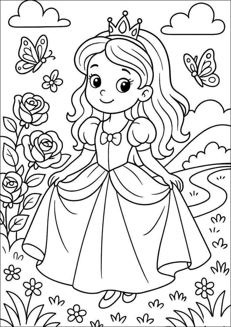 20 bức tranh tô màu những nàng công chúa truyện cổ tích, giúp bé chơi vui cả ngày không chán - 14
