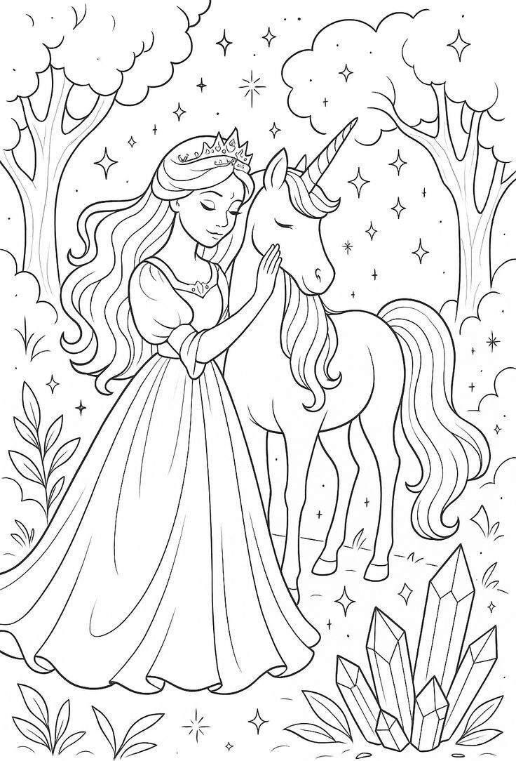 20 bức tranh tô màu những nàng công chúa truyện cổ tích, giúp bé chơi vui cả ngày không chán - 16