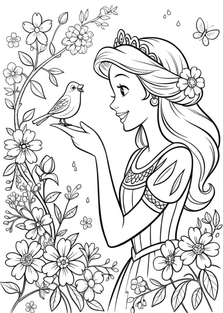 20 bức tranh tô màu những nàng công chúa truyện cổ tích, giúp bé chơi vui cả ngày không chán - 18