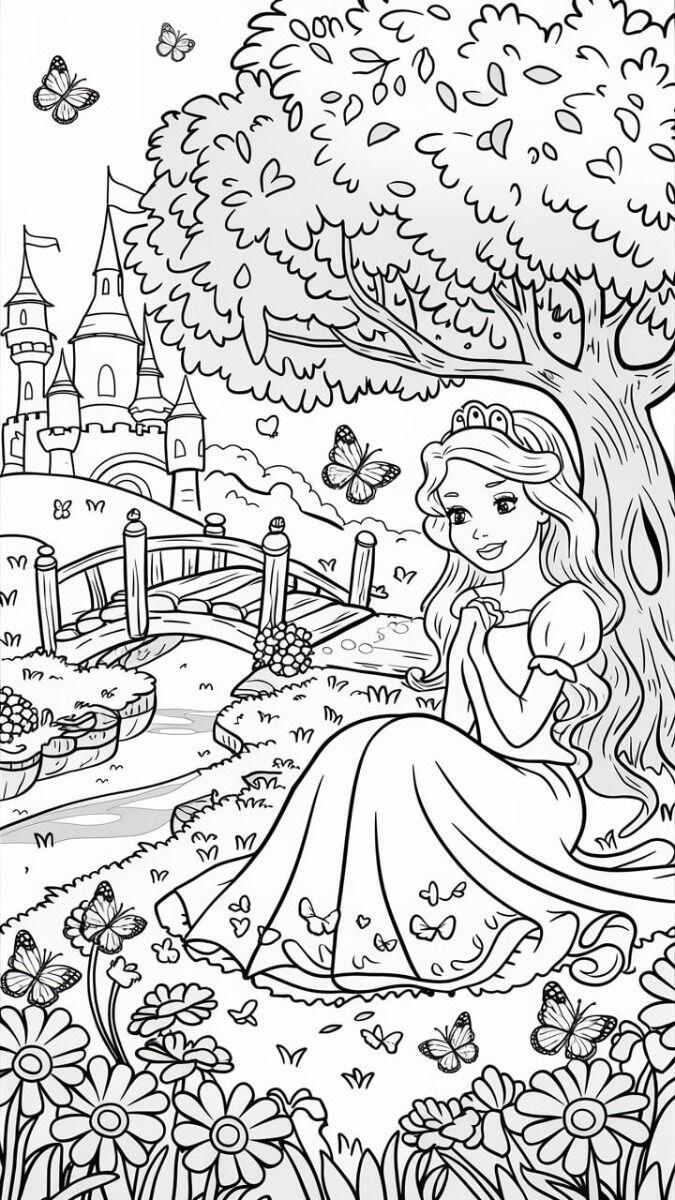 20 bức tranh tô màu những nàng công chúa truyện cổ tích, giúp bé chơi vui cả ngày không chán - 19
