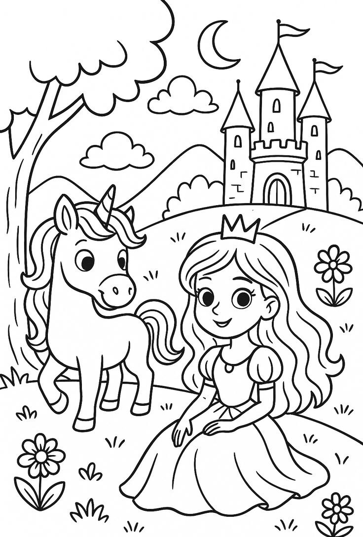 20 bức tranh tô màu những nàng công chúa truyện cổ tích, giúp bé chơi vui cả ngày không chán - 4