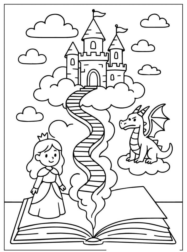 20 bức tranh tô màu những nàng công chúa truyện cổ tích, giúp bé chơi vui cả ngày không chán - 6