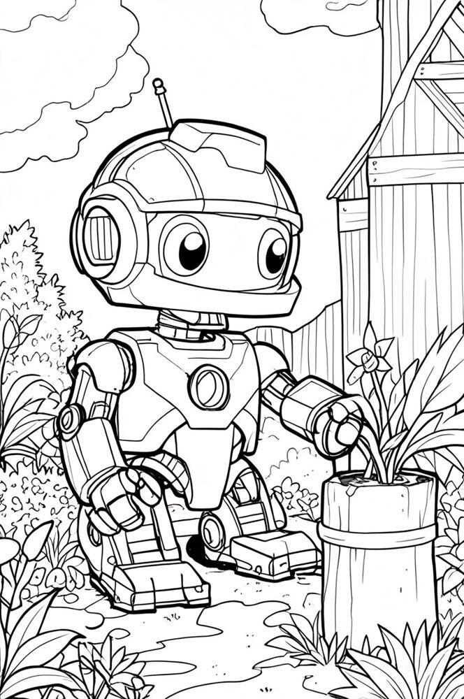 20 bức trang tô màu robot ngộ nghĩnh, dành cho bé mầm non yêu thích thế giới công nghệ - 9