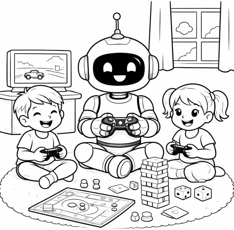 20 bức trang tô màu robot ngộ nghĩnh, dành cho bé mầm non yêu thích thế giới công nghệ - 17