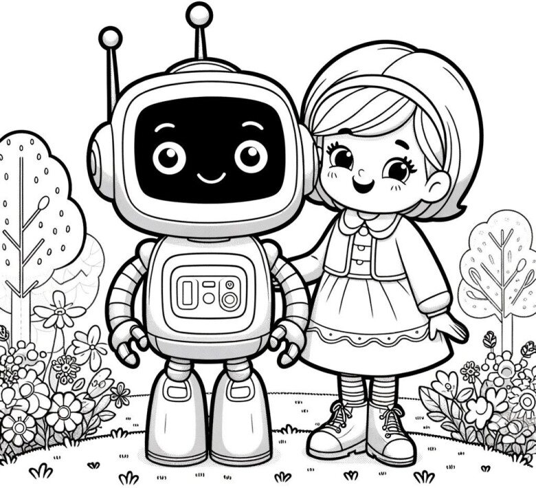 20 bức trang tô màu robot ngộ nghĩnh, dành cho bé mầm non yêu thích thế giới công nghệ - 18
