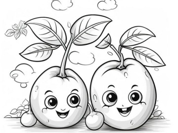 20 bức tranh tô màu rau củ, trái cây có khuôn mặt cười ngộ nghĩnh, bé vừa chơi vừa học về thực phẩm