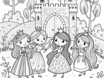 20 bức tranh tô màu những nàng công chúa truyện cổ tích, giúp bé chơi vui cả ngày không chán