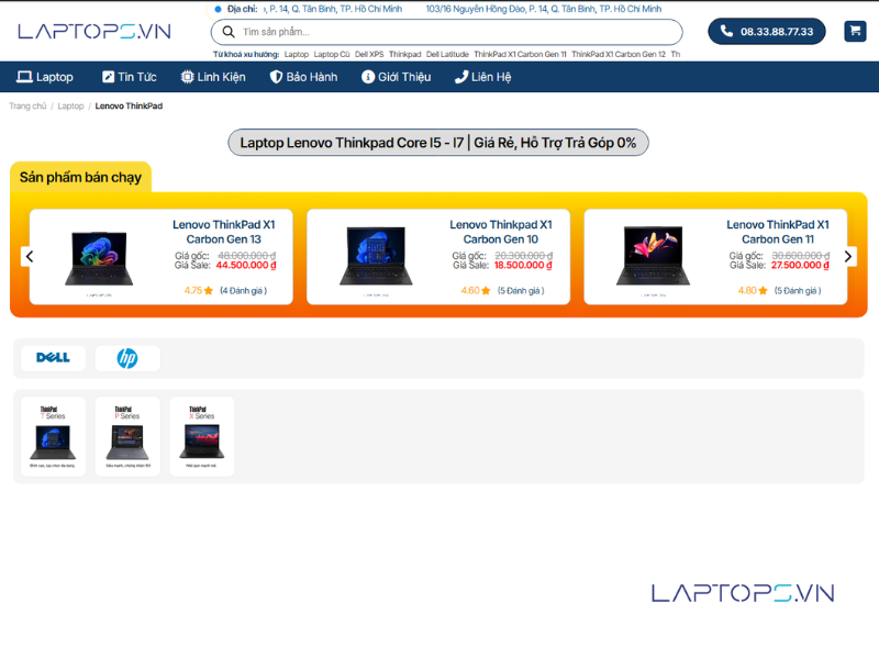 Laptops.vn: Hệ thống phân phối Lenovo ThinkPad uy tín, đa dạng mẫu mã tại TP.HCM - 1