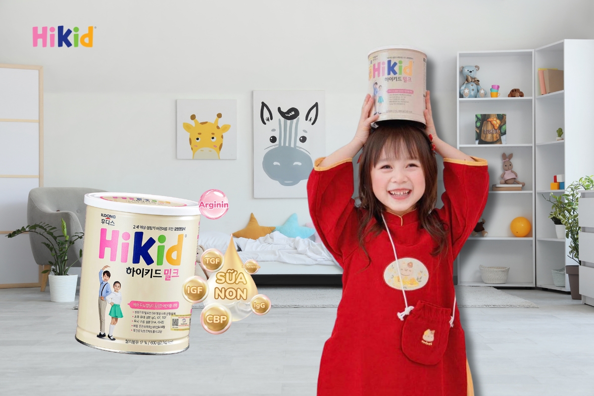 Sữa Hikid với các thành phần IGF, TGF, CBP cùng Arginine giúp thúc đẩy sụn tăng trưởng hỗ trợ phát triển chiều dài xương trẻ từ 2 tuổi trở lên