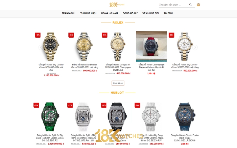 Cùng với cửa hàng trực tiếp tại Hải Phòng, 18K Watches VN phát triển hệ sinh thái bán hàng thông qua website chính thức