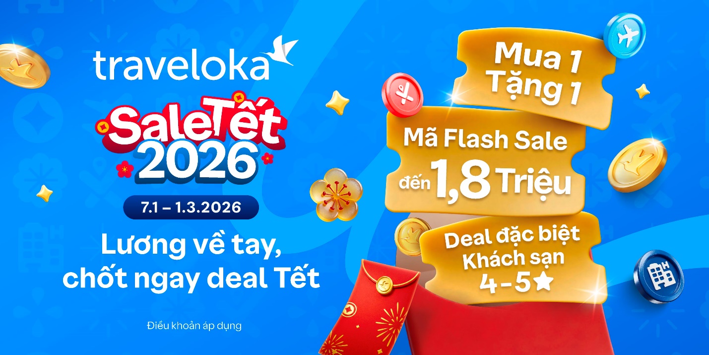 Chiến dịch Tết 2026 hấp dẫn của Traveloka. Ảnh: Traveloka