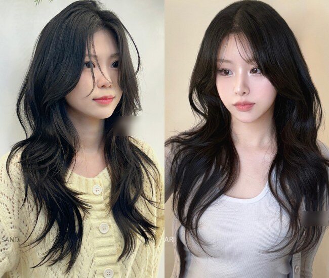 Những lọn sóng lơi kết hợp layer giúp tóc ôm nhẹ hai bên má, tạo hiệu ứng gương mặt thon gọn, mềm mại, rất hợp phong cách nữ tính và dễ ứng dụng hằng ngày.