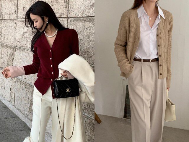 Cardigan mềm mại, dễ mặc và linh hoạt. Có thể mặc riêng hoặc khoác ngoài blouse, len mỏng, giúp outfit nhẹ nhàng nhưng vẫn đủ ấm.