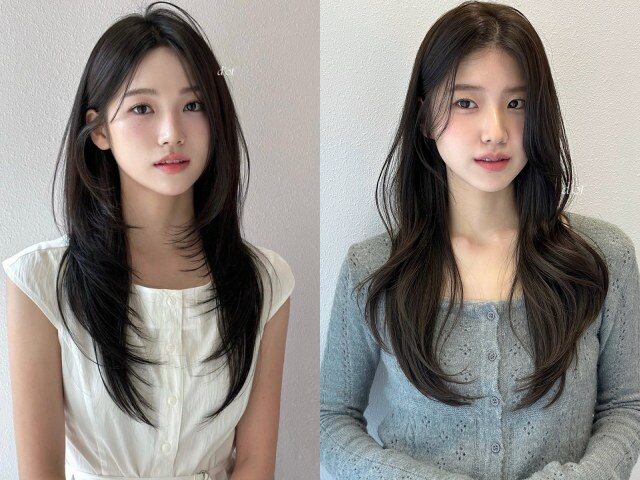 Layer ngang lưng giữ nét nữ tính nhưng nhẹ nhàng hơn tóc dài truyền thống. Tóc bồng bềnh, phù hợp mặt dài, dễ uốn sóng lơi, tạo cảm giác mềm mại.