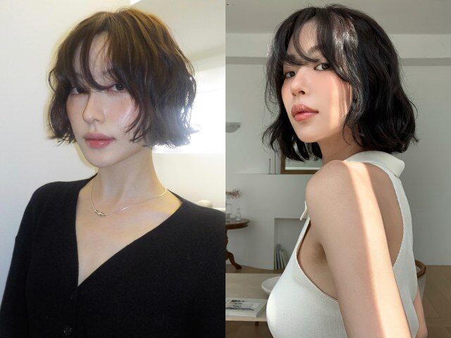 Những lọn xoăn nhẹ giúp mái tóc trông dày và mềm mại, che khuyết điểm má bầu, xương hàm, mang lại diện mạo trẻ trung, tươi tắn hơn rõ rệt.