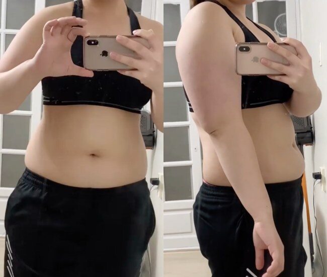 Vóc dáng của cô gái xứ Hàn thời điểm nặng 82kg.