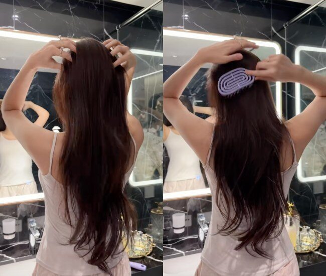Theo chia sẻ, mỹ nhân 10X luôn duy trì massage và chải tóc trước khi gội.