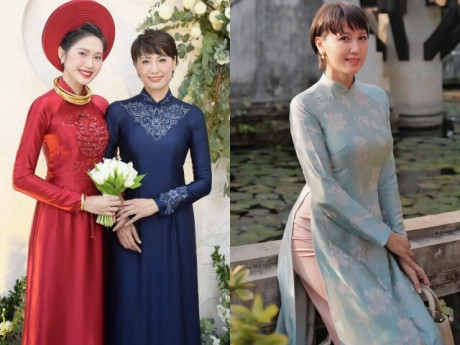 Thời trang - Mẹ vợ Đoàn Văn Hậu gây sốt sắc vóc tuổi U50 mỗi khi diện áo dài