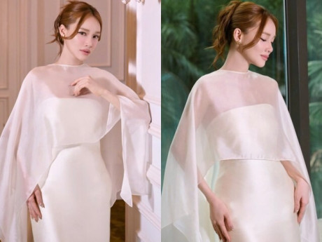 Nhã Phương khoe dáng "mẹ bỉm sữa" với đầm cúp ngực