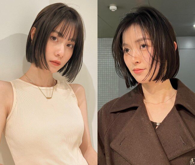 Tóc bob giúp tóc đen trông gọn gàng, hiện đại và sáng gương mặt hơn. Độ dài ngang cằm hoặc chạm xương hàm tạo khung mặt rõ nét, mang lại vẻ trẻ trung, thanh lịch, phù hợp cả đi làm lẫn dạo phố.