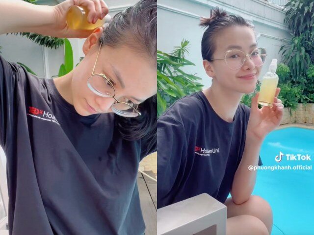 Việc sử dụng nước hương thảo giúp Phương Khánh cải thiện rõ rệt tình trạng tóc thưa và gãy rụng, đặc biệt ở vùng đỉnh đầu. Sau thời gian kiên trì, mái tóc của cô trở nên dày hơn, chắc khỏe và vào nếp tự nhiên hơn.