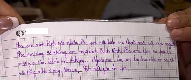 Con gái Cindy Lư viết bài văn vỏn vẹn 6 dòng tả bố dượng, Đạt G đọc xong liền xúc động: “Ba nợ tụi con” - 2