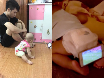 Yêu con - Khóc mếu loạt khoảnh khắc bố mẹ vừa chăm con vừa chết lặng khi xem bóng đá