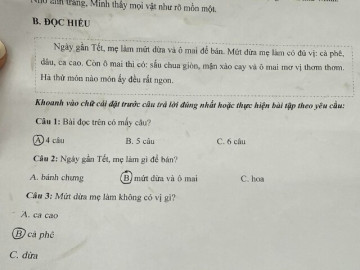 Yêu con - Giáo viên lớp 1 ra bài tập Tiếng Việt về mứt dừa ngày Tết, phụ huynh hoang mang khi nhìn đáp án