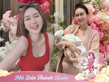 Yêu con - "Gái quê" Hương Giang đón cái Tết đầu sau sinh con cho chồng mới, làm mẹ 4 con xinh đẹp được chồng cưng chiều