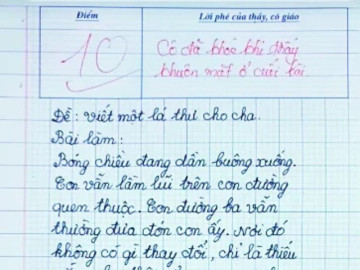 Yêu con - Bé trai lớp 4 đạt điểm 10 tuyệt đối với bài văn viết về bố, cô giáo bật khóc khi thấy khuôn mặt ở cuối bài