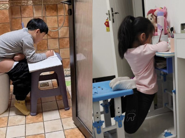 1001 tư thế ngồi làm bài tập về nhà của khối tiểu học, bố mẹ trông thấy chỉ biết bó tay