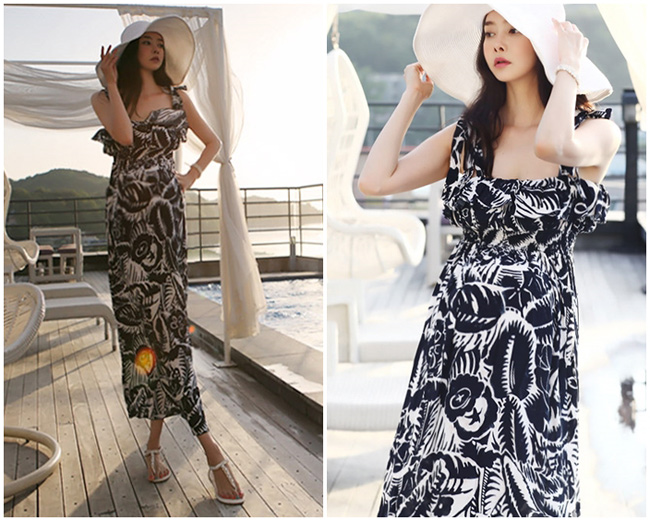 Váy băng lụa cho bà bầu mùa hè thời trang phong cách khí chất chì giảm béo  dài cho bà bầu váy mùa hè - Áo thai sản váy bầu | Tàu