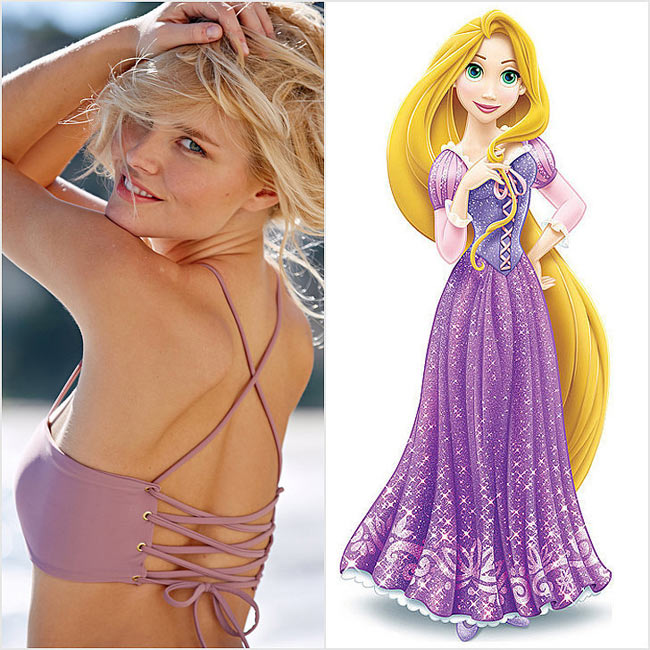 Áo tắm màu tím mang phong cách bohemian của Madanlynn rất phù hợp với nàng công chúa tóc mây Rapunzel.
