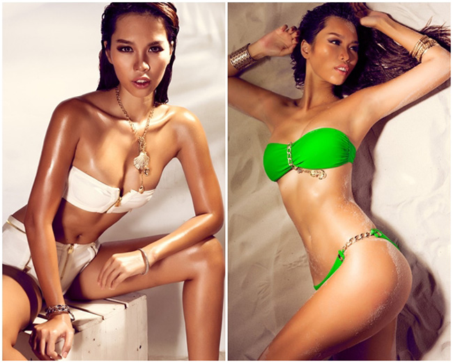 Người mẫu Hà Anh vẫn trung thành với những mẫu bikini vô cùng táo bạo.
