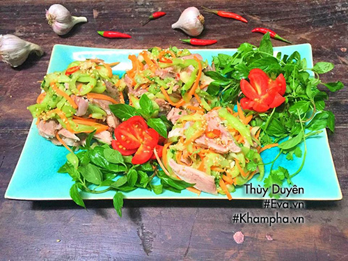 Nộm lưỡi heo dọc mùng tươi ngon, ăn giòn sần sật - 11